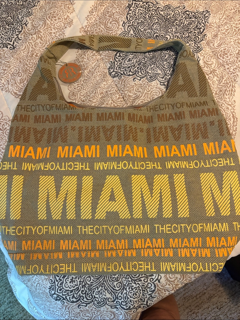 Robin Ruth Interior Tote with Bright Orange Lining